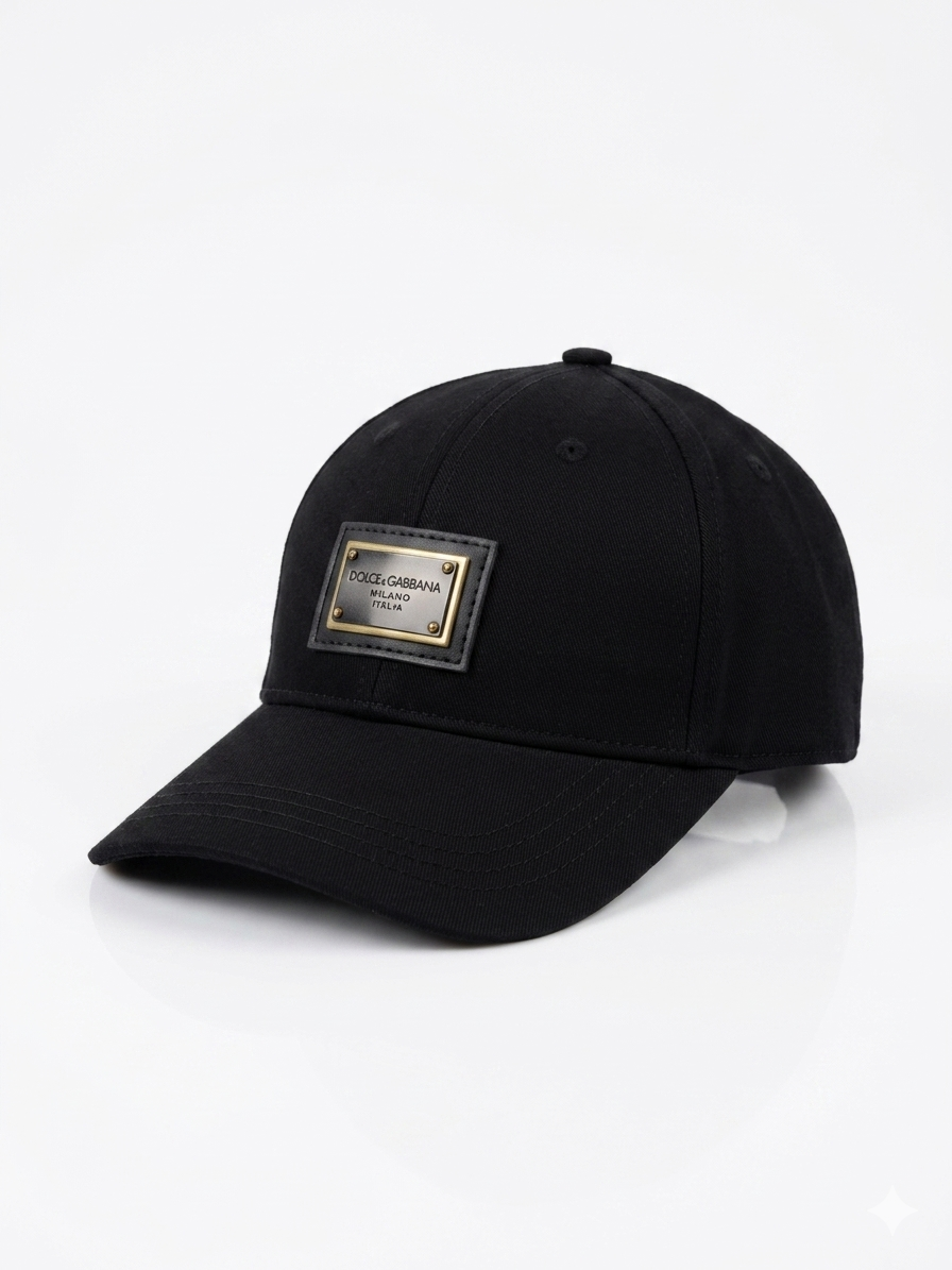 Dolce & Gabbana Milano Gold Metal Plate Baseball Cap
