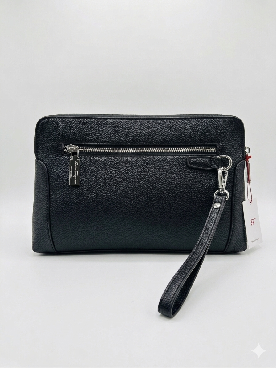 Ferragamo Textured Grained Wristlet Clutch