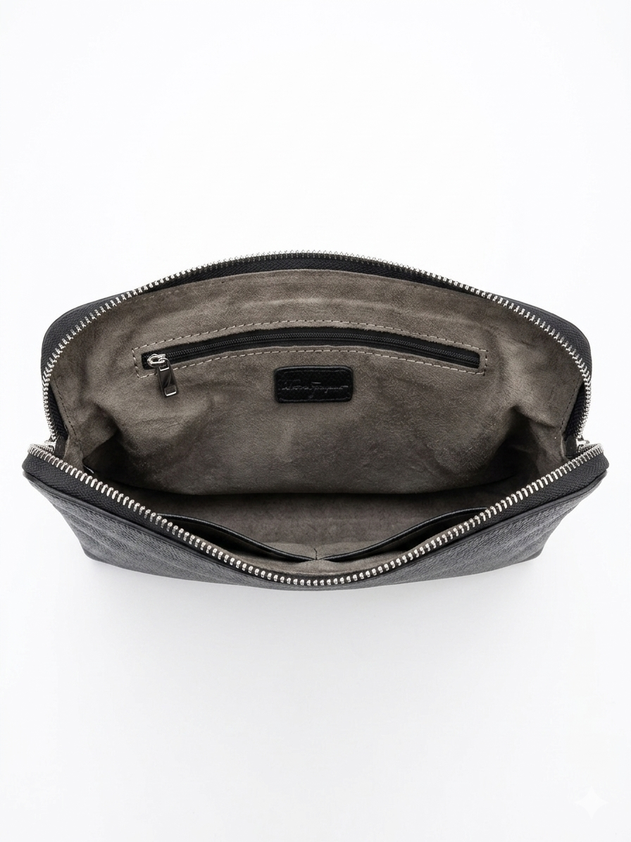 Ferragamo Textured Grained Wristlet Clutch