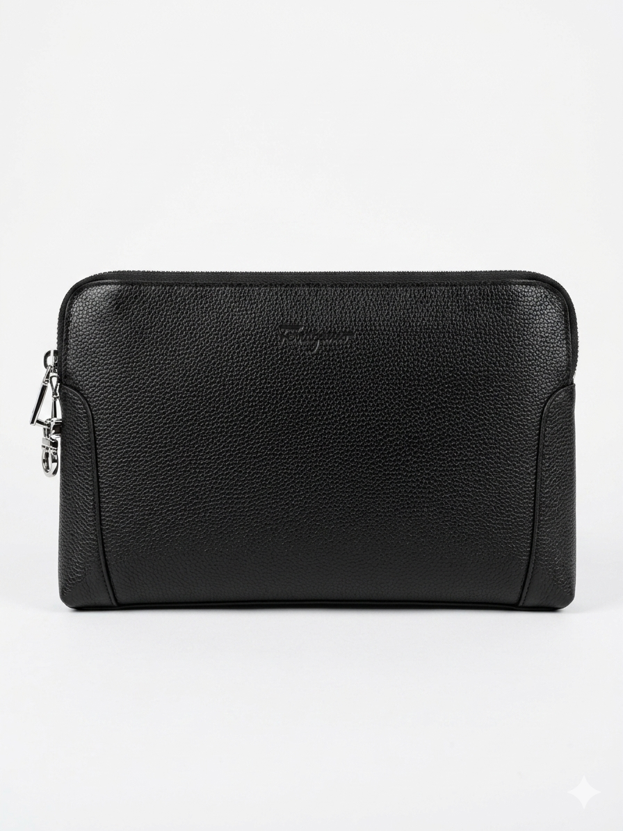 Ferragamo Textured Grained Wristlet Clutch