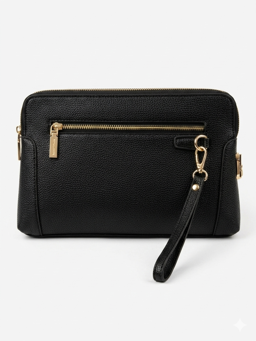 Versace Medusa Head Pebbled Clutch & Wristlet