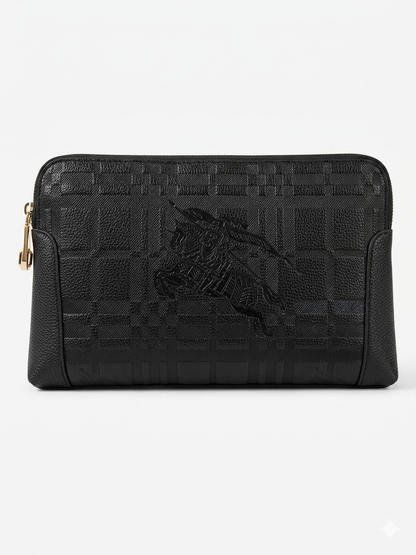 Burberry Embossed Check & Equestrian Knight Clutch