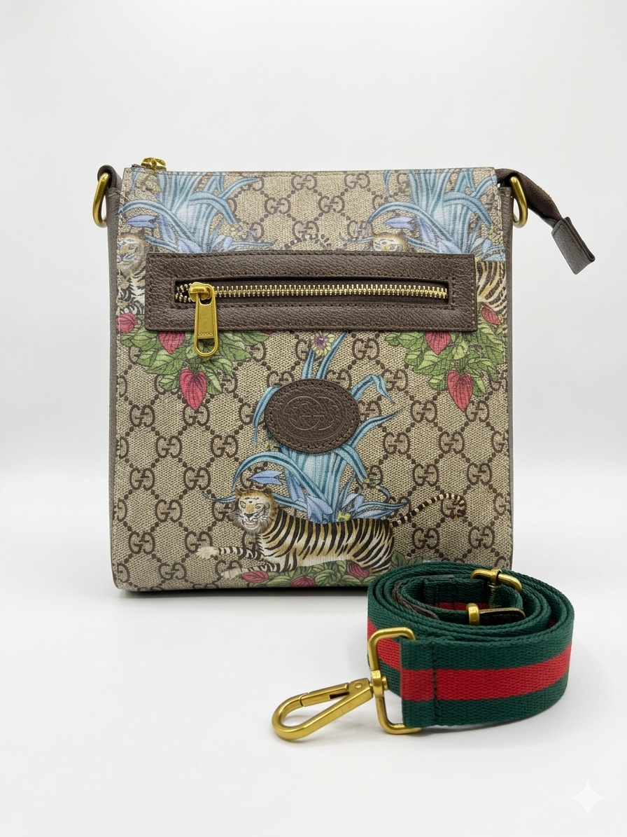 Gucci GG Supreme Tiger & Botanical Messenger Bag