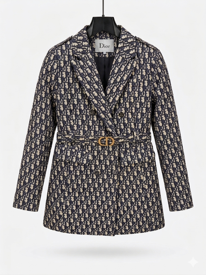 Christian Dior Oblique Jacquard Belted Blazer Jacket