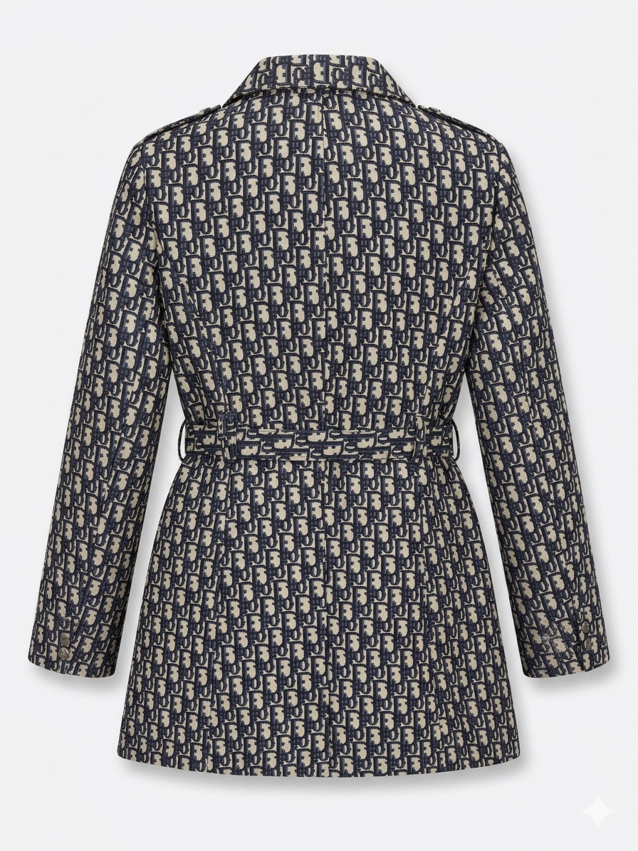 Christian Dior Oblique Jacquard Belted Blazer Jacket