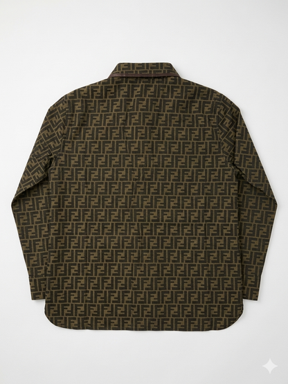 Fendi FF Monogram Belted Utility Shirt Jacket