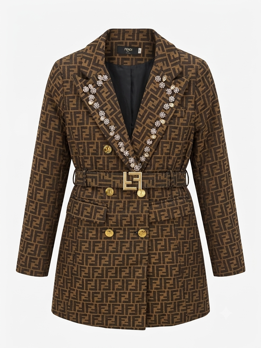 Fendi FF Motif Embellished Blazer Jacket