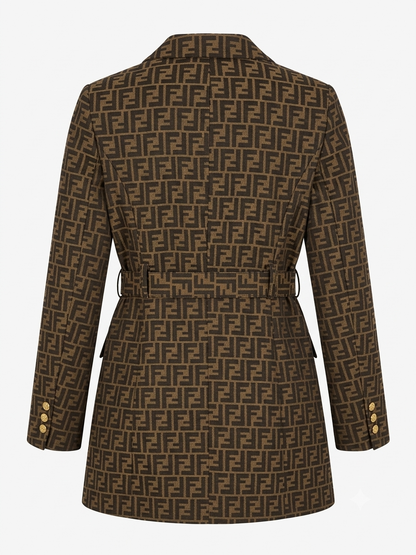 Fendi FF Monogram Double-Breasted Belted Blazer