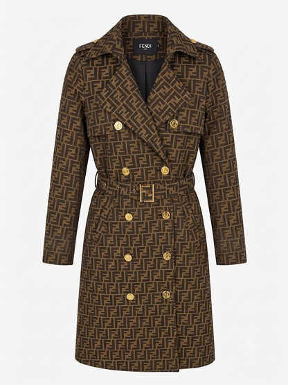 Fendi FF Monogram Double-Breasted Trench Coat