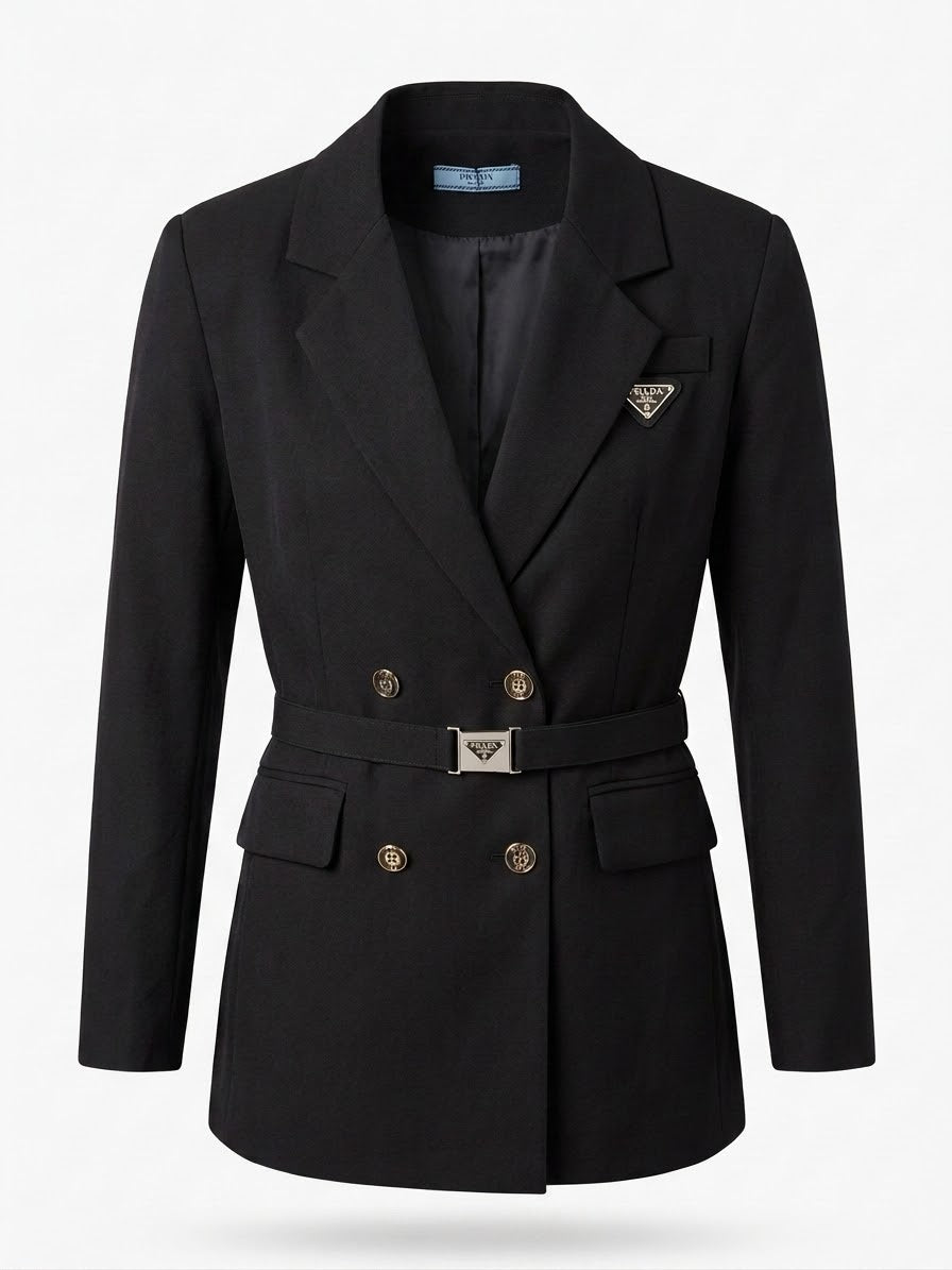 Prada Double-Breasted Belted Blazer