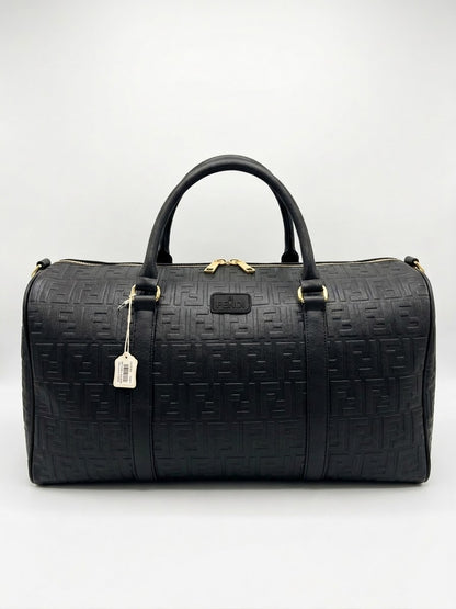 Fendi FF Motif Embossed Leather Duffel Bag