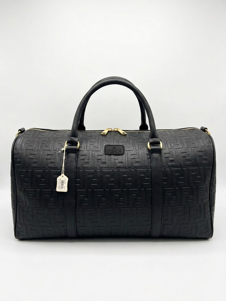 Fendi FF Motif Embossed Leather Duffel Bag