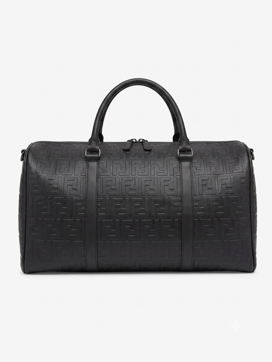 Fendi FF Motif Embossed Leather Duffel Bag