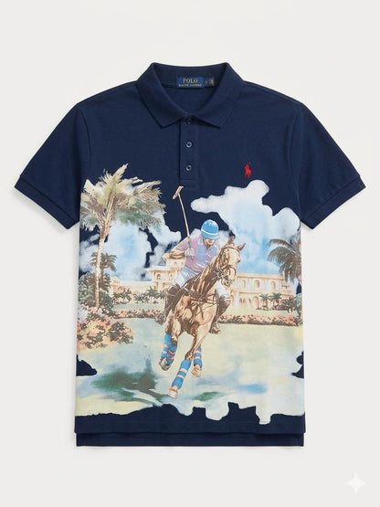 Classic Fit Mesh Graphic Polo Shirt 1:1 Grade Quality