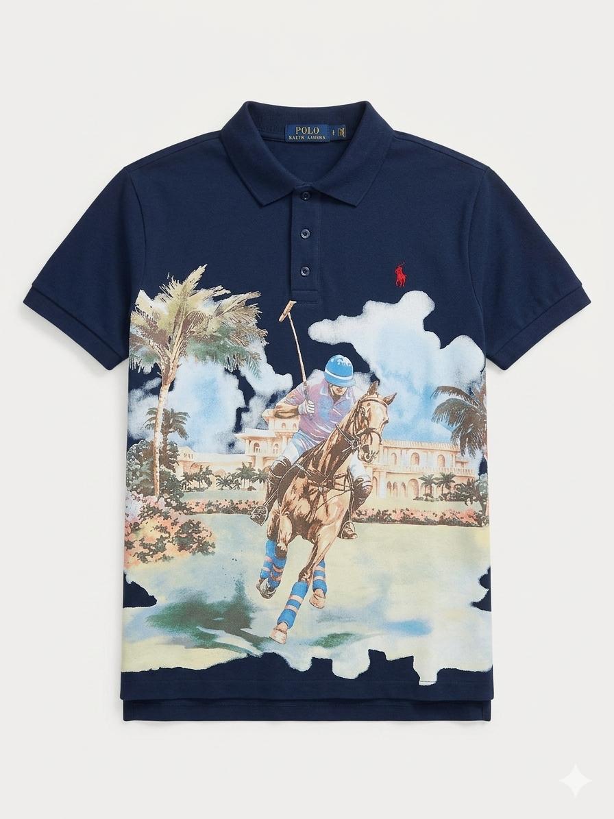 Classic Fit Mesh Graphic Polo Shirt 1:1 Grade Quality